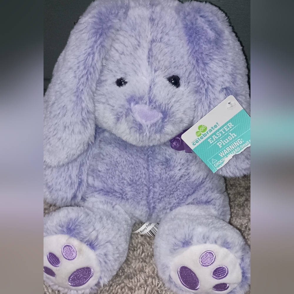 Easter Bunny 10” Sitting Soft Plush Purple w/tag Child Daughter‎ Birthday Gift